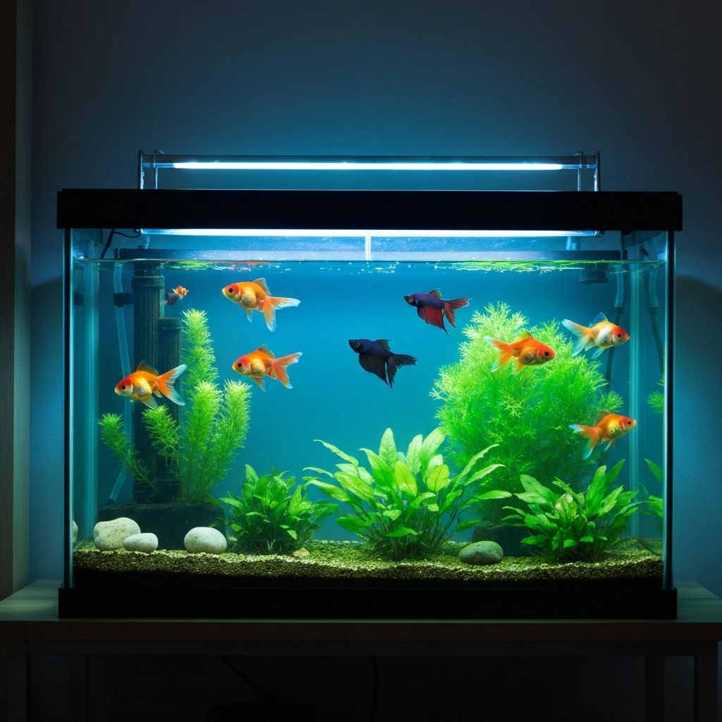 Feng Shui aquarium with 8 goldfish and 1 black fish for wealth activation