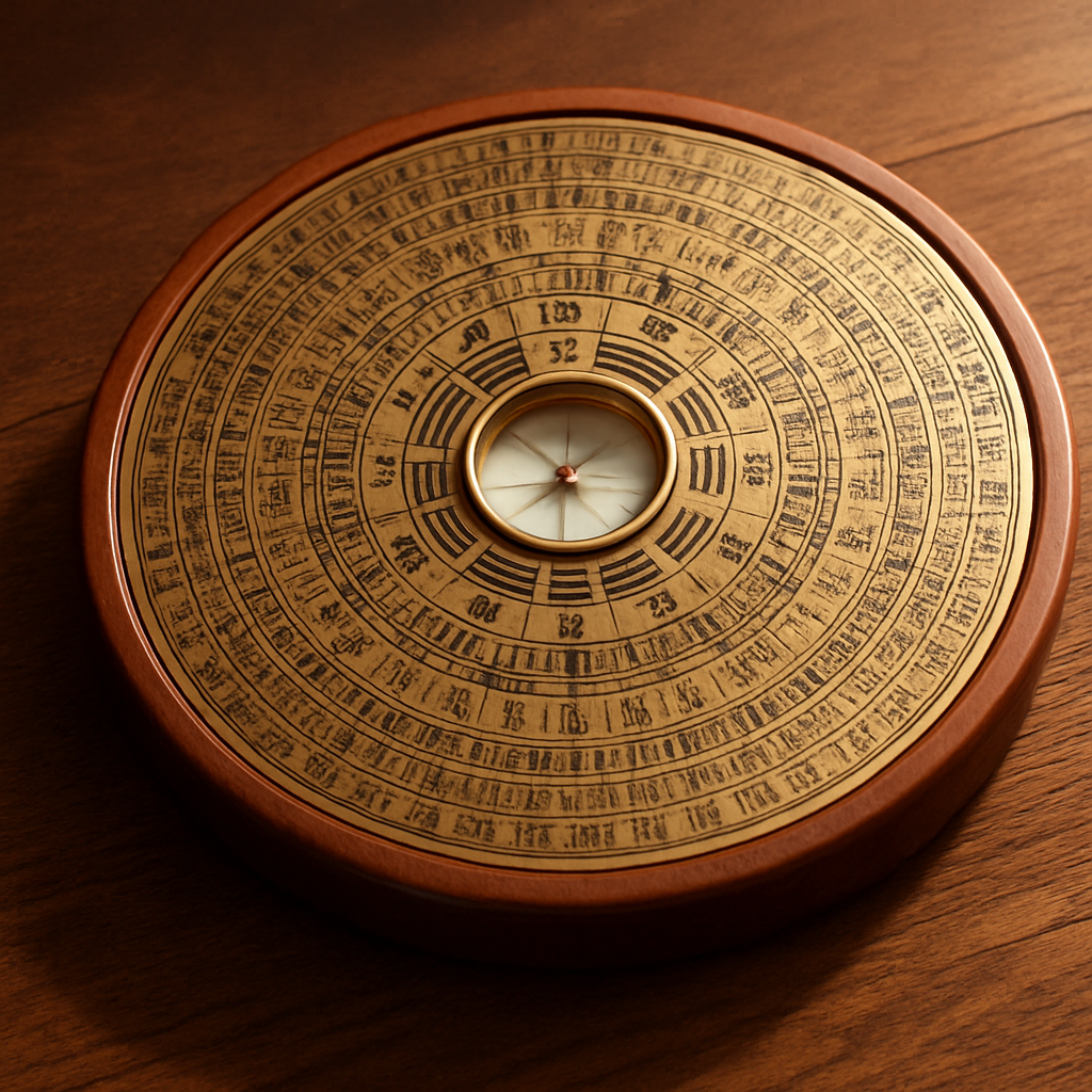 Traditional Feng Shui Luo Pan compass with concentric rings