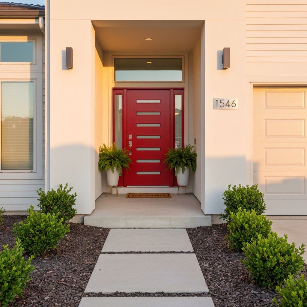Beautiful Feng Shui front door with plants and welcoming energy