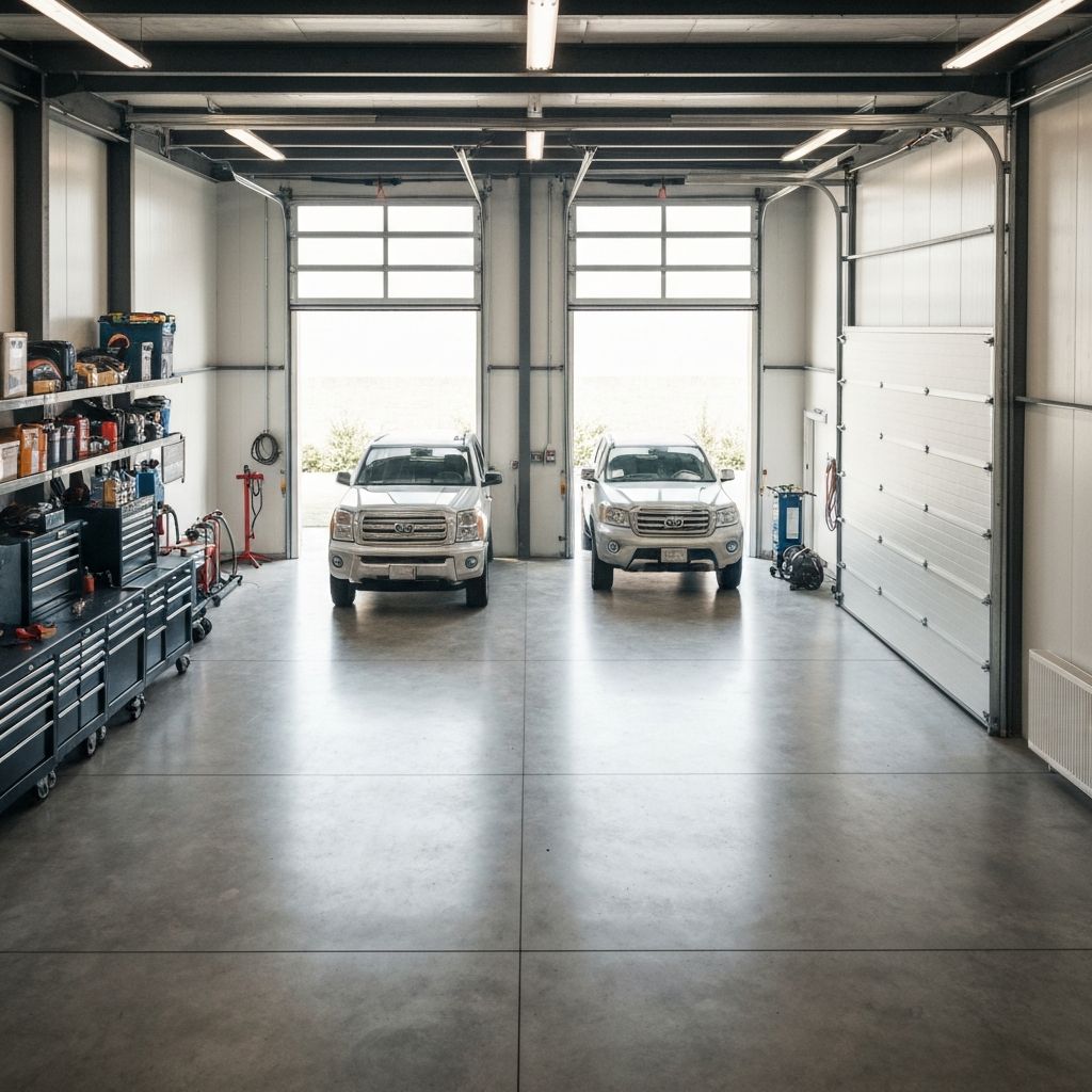 Feng Shui organized garage with clear pathways and positive energy flow