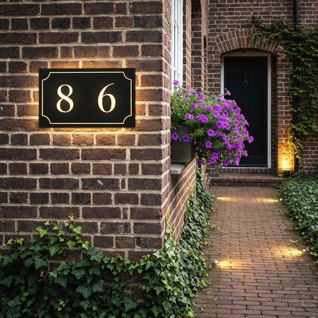 Feng Shui house numbers on beautiful home entrance
