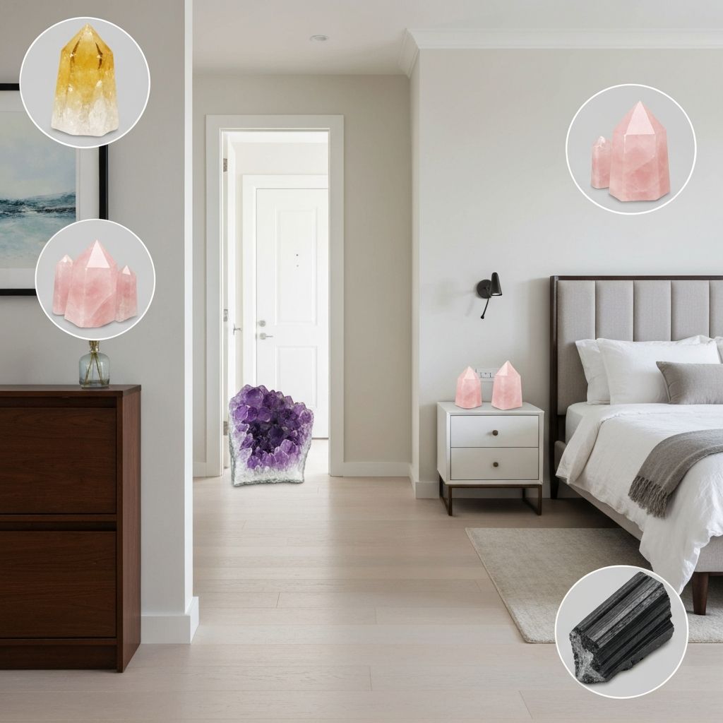 Strategic Feng Shui crystal placement throughout a modern home